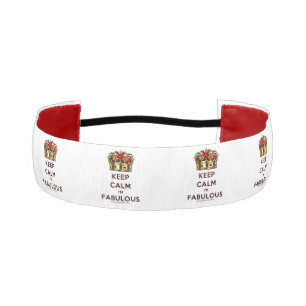 SlipperyJoe's keep calm fabulous golden crown red Athletic Headband