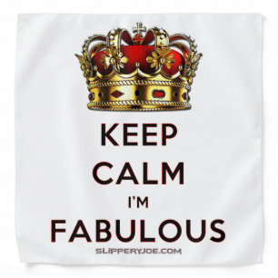 SlipperyJoe's keep calm fabulous golden crown red Bandana