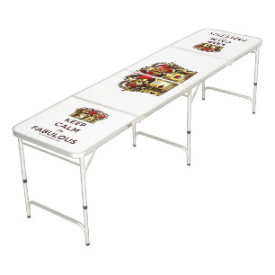 SlipperyJoe's keep calm fabulous golden crown red Beer Pong Table