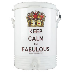 SlipperyJoe's keep calm fabulous golden crown red Beverage Cooler
