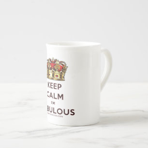 SlipperyJoe's keep calm fabulous golden crown red Bone China Mug