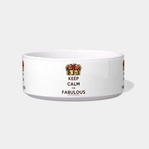 SlipperyJoe's keep calm fabulous golden crown red Bowl
