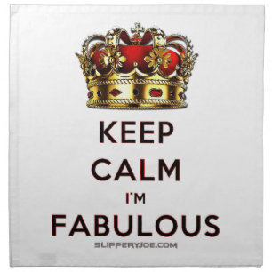 SlipperyJoe's keep calm fabulous golden crown red Cloth Napkin