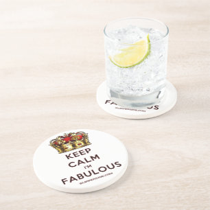 SlipperyJoe's keep calm fabulous golden crown red Coaster