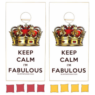 SlipperyJoe's keep calm fabulous golden crown red Cornhole Set