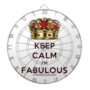SlipperyJoe's keep calm fabulous golden crown red Dart Board