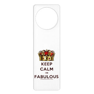 SlipperyJoe's keep calm fabulous golden crown red  Door Hanger