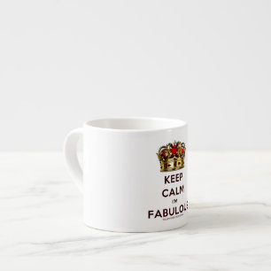 SlipperyJoe's keep calm fabulous golden crown red Espresso Cup