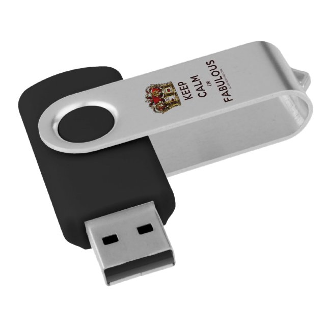 SlipperyJoe's keep calm fabulous golden crown red  Flash Drive (Angled)
