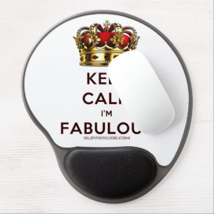 SlipperyJoe's keep calm fabulous golden crown red Gel Mouse Pad