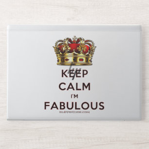 SlipperyJoe's keep calm fabulous golden crown red HP Laptop Skin