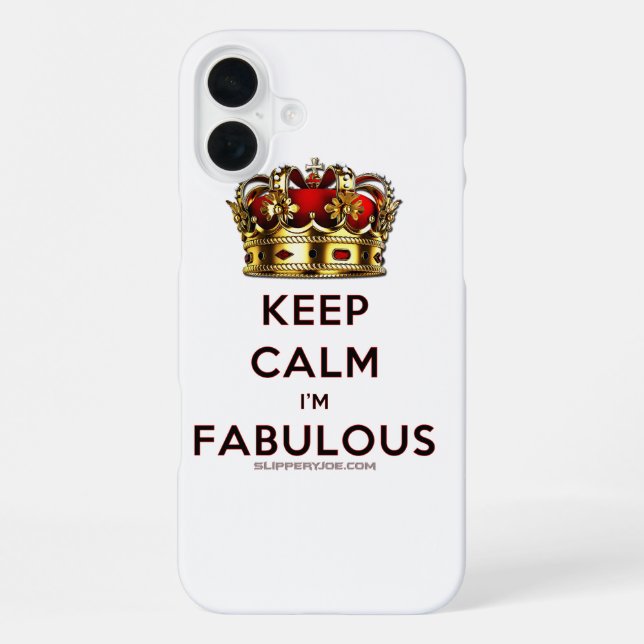 SlipperyJoe's keep calm fabulous golden crown red  iPhone Case (Back)