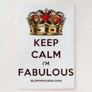 SlipperyJoe's keep calm fabulous golden crown red Jigsaw Puzzle