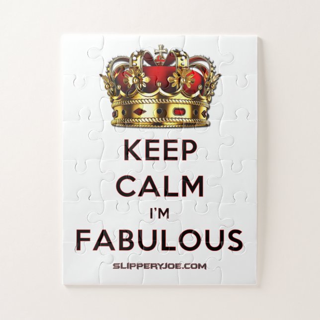 SlipperyJoe's keep calm fabulous golden crown red  Jigsaw Puzzle (Vertical)