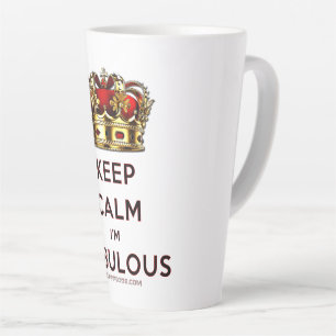SlipperyJoe's keep calm fabulous golden crown red Latte Mug