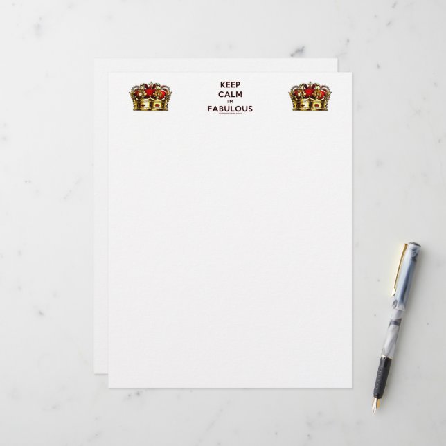 SlipperyJoe's keep calm fabulous golden crown red  Letterhead (Front/Back In Situ)