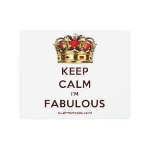 SlipperyJoe's keep calm fabulous golden crown red Metal Print