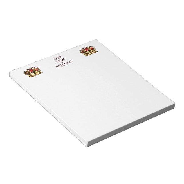 SlipperyJoe's keep calm fabulous golden crown red  Notepad (Angled)