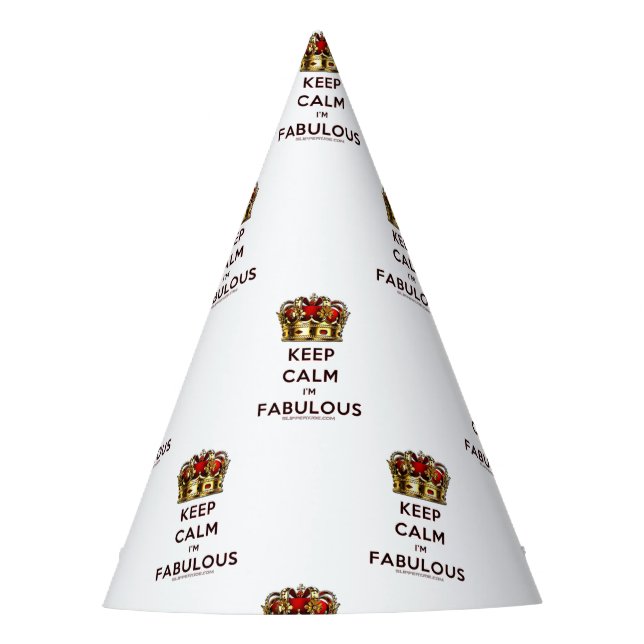 SlipperyJoe's keep calm fabulous golden crown red  Party Hat (Front)