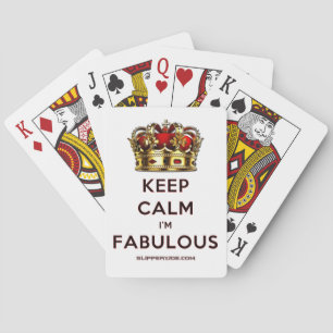 SlipperyJoe's keep calm fabulous golden crown red Poker Cards