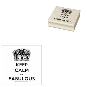 SlipperyJoe's keep calm fabulous golden crown red Rubber Stamp