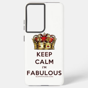 SlipperyJoe's keep calm fabulous golden crown red  Samsung Galaxy S21 Ultra Case