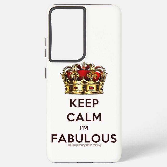 SlipperyJoe's keep calm fabulous golden crown red  Samsung Galaxy Case (Back)