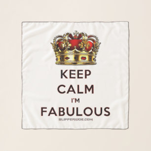 SlipperyJoe's keep calm fabulous golden crown red Scarf