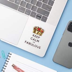 SlipperyJoe's keep calm fabulous golden crown red Sticker