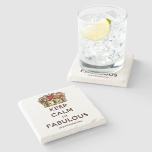 SlipperyJoe's keep calm fabulous golden crown red  Stone Coaster
