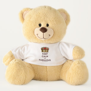 SlipperyJoe's keep calm fabulous golden crown red Teddy Bear