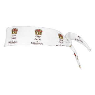 SlipperyJoe's keep calm fabulous golden crown red Tie Headband