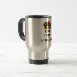SlipperyJoe's keep calm fabulous golden crown red Travel Mug