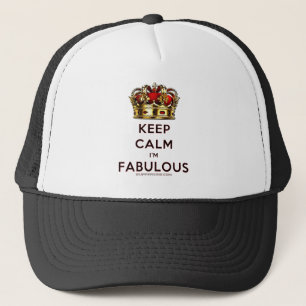 SlipperyJoe's keep calm fabulous golden crown red Trucker Hat