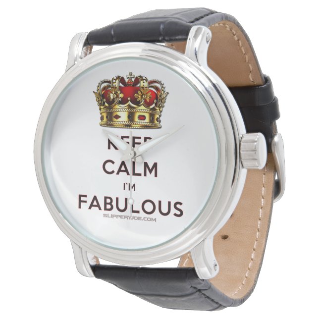 SlipperyJoe's keep calm fabulous golden crown red  Watch (Angled)