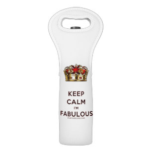 SlipperyJoe's keep calm fabulous golden crown red Wine Bag