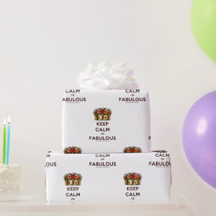 SlipperyJoe's keep calm fabulous golden crown red Wrapping Paper