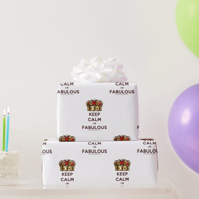 SlipperyJoe's keep calm fabulous golden crown red  Wrapping Paper (Party Gifts)