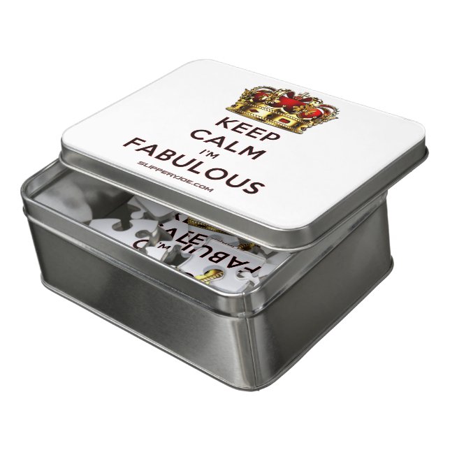 SlipperyJoe's keep calm fabulous spectacular crown Jigsaw Puzzle (Lid Open)