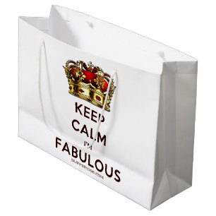 SlipperyJoe's keep calm fabulous spectacular crown Large Gift Bag