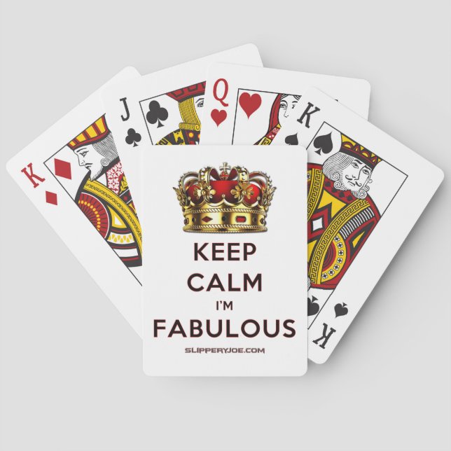 SlipperyJoe's keep calm fabulous spectacular crown Poker Cards (Back)