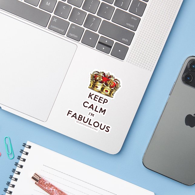 SlipperyJoe's keep calm fabulous spectacular crown Sticker (Laptop w/ iPhone)