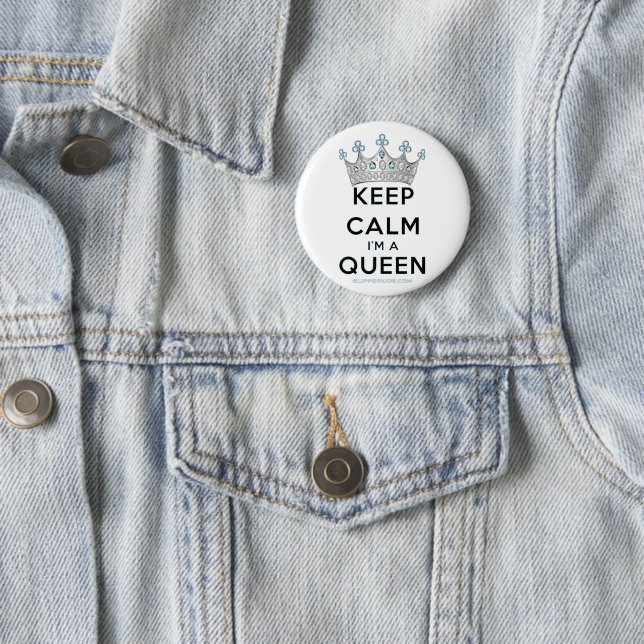 SlipperyJoe's keep calm queen polished silver crow Button (In Situ)