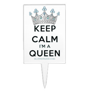 SlipperyJoe's keep calm queen polished silver crow Cake Topper