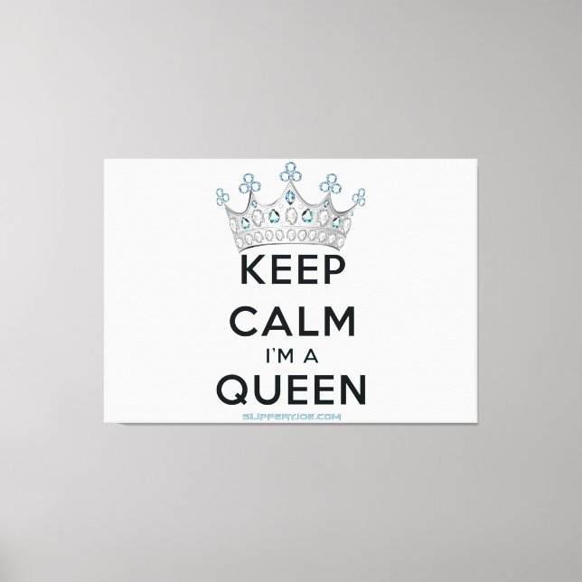 SlipperyJoe's keep calm queen polished silver crow Canvas Print (Front)