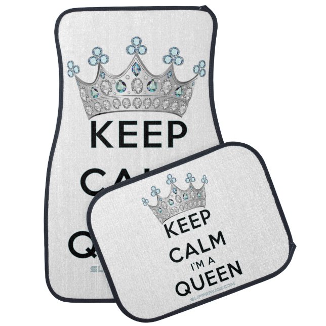 SlipperyJoe's keep calm queen polished silver crow Car Floor Mat (Set)