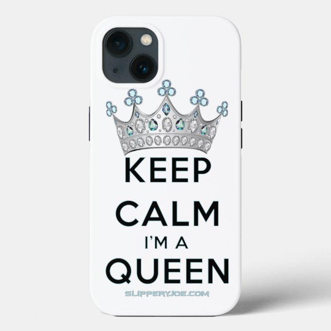 SlipperyJoe's keep calm queen polished silver crow Case-Mate iPhone Case (Back)