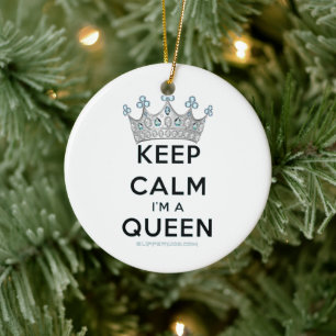 SlipperyJoe's keep calm queen polished silver crow Ceramic Ornament