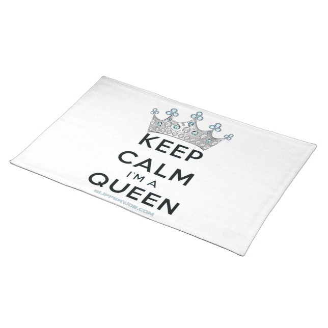 SlipperyJoe's keep calm queen polished silver crow Cloth Placemat (On Table)