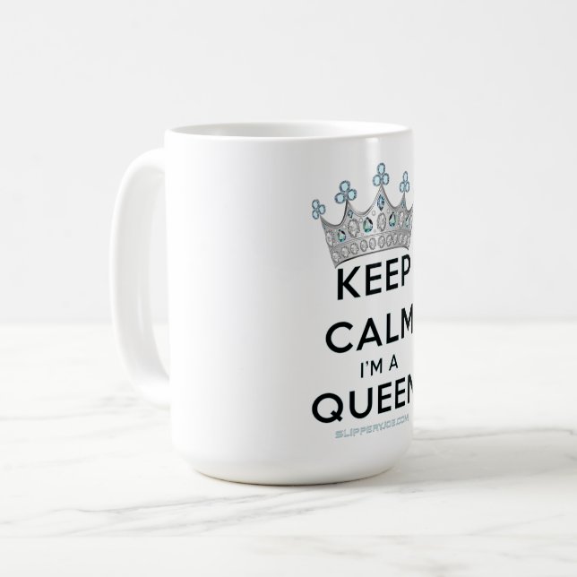 SlipperyJoe's keep calm queen polished silver crow Coffee Mug (Front Left)